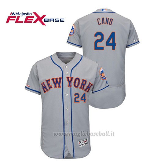 Maglia Baseball Uomo New York Mets Robinson Cano 150th Aniversario Patch Autentico Flex Base Grigio